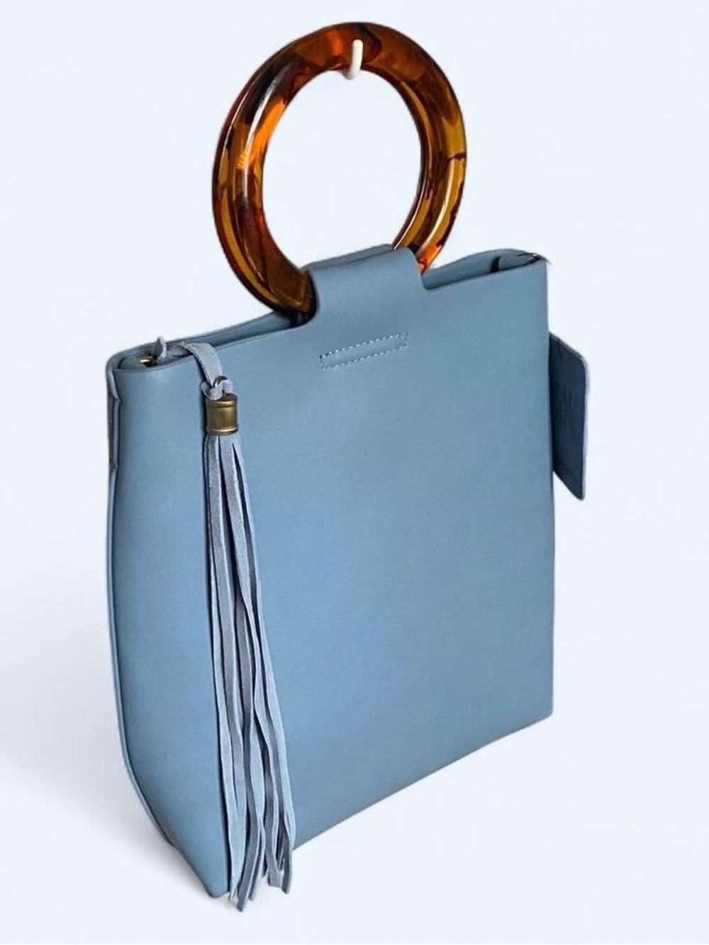 Anthropologie Lucite-Handled Blue Tote Bag
